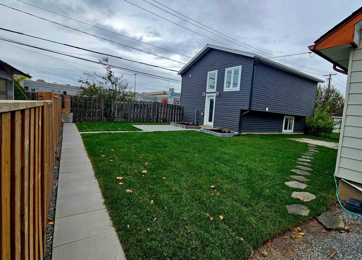 Finished yard and exterior after construction.